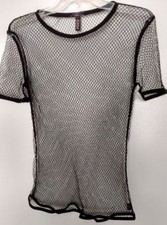 Victoria's Secret 87 nylon,13 spandex stretch solid black fishnet top M/L