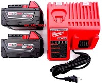 (2) M18 Milwaukee 5.0 Ah Batteries 48-11-1850, (1) Charger 18v 18 Volt (2) M18 Milwaukee 5.0 Ah Batteries 48-11-1850, (1) Charger 18v 18 Volt