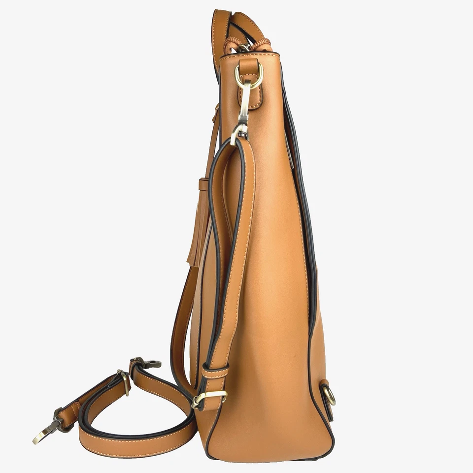 Ecosusi Handbag Backpack Laptop Brown Vegan Leather Womens  Convertible Bag - Image 2 of 4