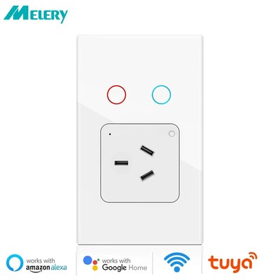 Melery Tuya WiFi AU Wall Socket Smart Life Light Switch by Alexa Google Home APP