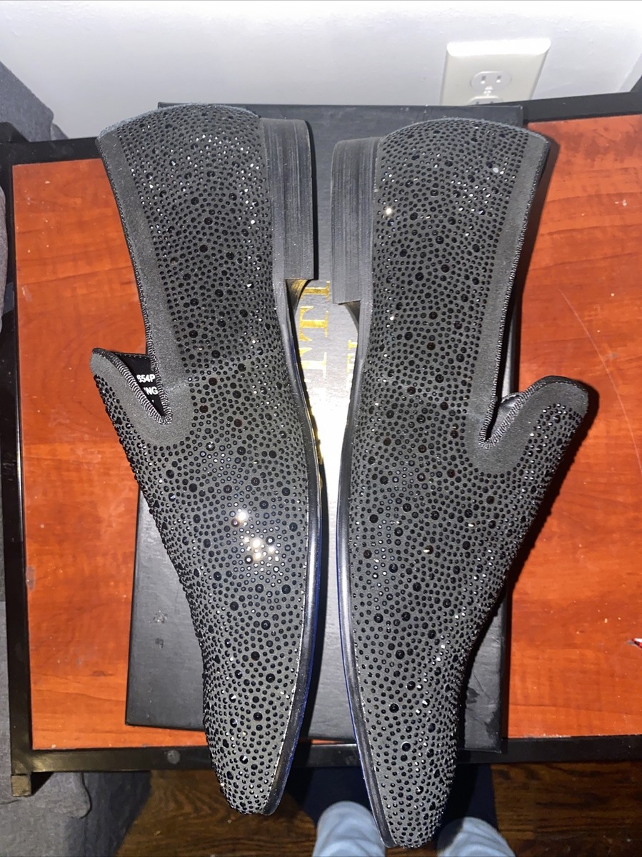 MORETTI Irving formal Leather & Crystal Loafer Gold Label Moretti Irving Loafers Crystals Black Gold Label Blue Bottom  main image 4