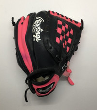 Rawlings Girls PL950BP 9.5  Pink  Black Youth Softball T-Ball Glove Mitt RHT