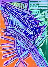 Modern Psychedelic Abstract Cubism Graffiti Art Painting Cartoon Illustration