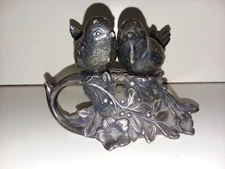 Vtg Weidlich Bros WB Mfg Love Birds 3 Piece Salt & Pepper Shakers Silver-plated