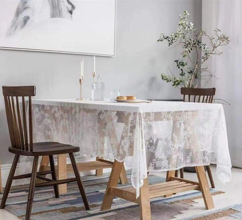 White Vintage Lace Floral Tablecloth Dining Table Cover Wedding Party Home Decor - Picture 22 of 25