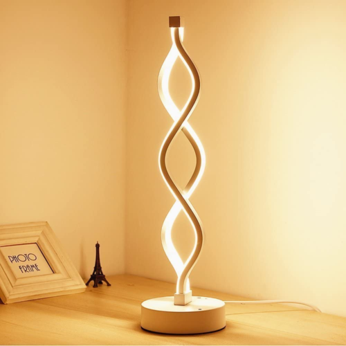 Spiral LED Table Lamp, Curved LED Desk Lamp, Modern Minimalist Design, 12W Warm  - Picture 1 of 6