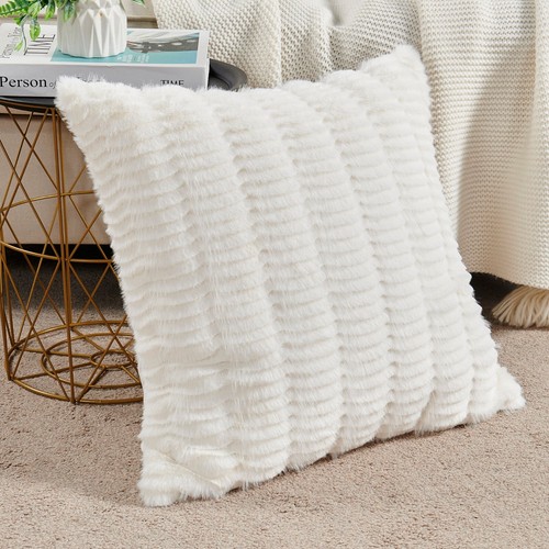 20" Shaggy Wavy Faux Fur Pillow Cover Soft Fluffy Cozy Decorative Cushion Case - Picture 28 of 54