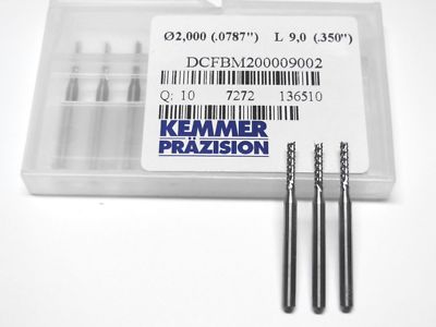Fräser D 2,0 VHM Diamantverzahnt 3 Stück Kemmer Präzision CNC Fräsmaschine FR4