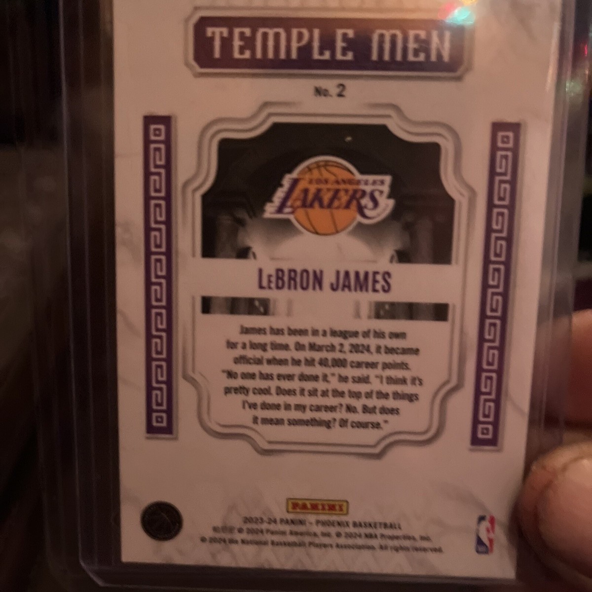 23–24 Panini Phoenix basketball LeBron James teal laser Temple Men