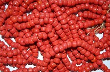 Crow Pony Glass Beads 9 mm Strand of a 100 Orange Beads, Indian Crafts Bead