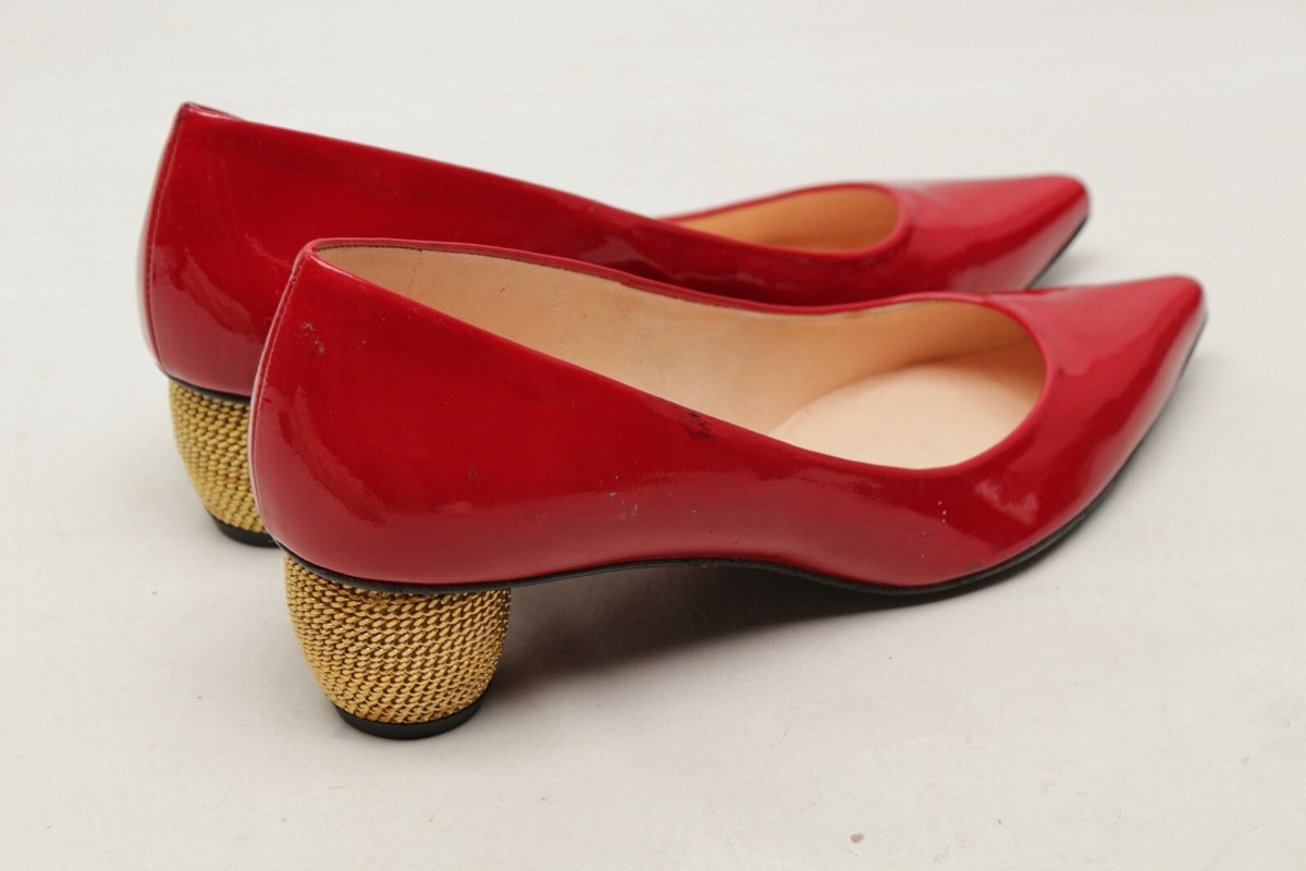 Stuart Weitzman Shoes Womens 8 M Red Patent Leather Gold Stuart Weitzman Shoes Womens 8 M Red Patent Leather Gold