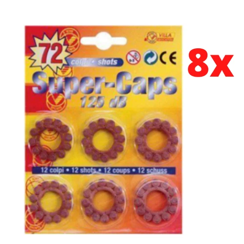 VILLA GIOCATTOLI Munizioni Da 8x576 Colpi Per Pistola Giocattolo Tamburo 125 DB Fulminanti Villa