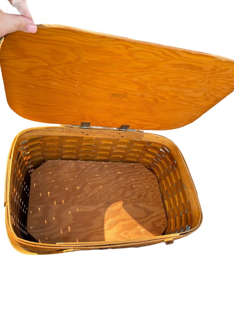 Vintage Picnic Basket With Divider Woven Wooden Handles 1940's | eBay