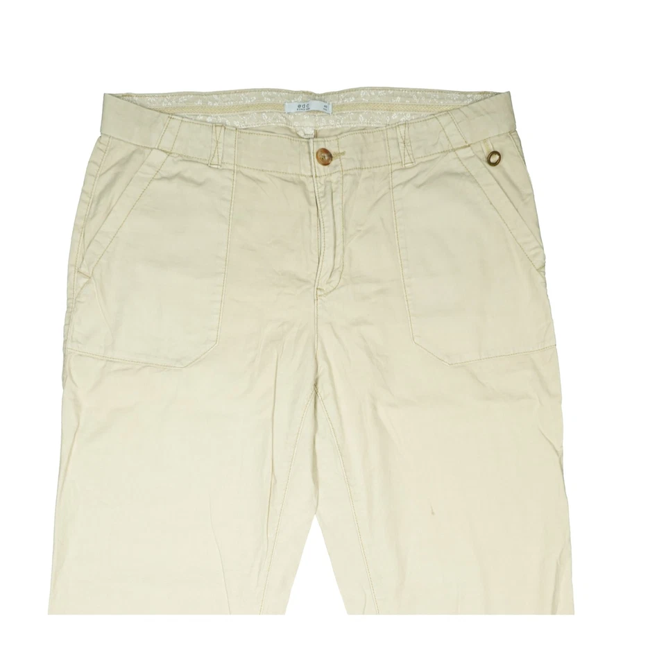 edc ESPRIT Damen Jeans Hose Cargo Stoff mid Rise straight 40 W31 L30 beige dünn - Bild 2 von 4