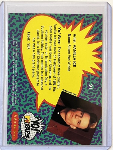 1991 Yo! MTV Raps Vanilla Ice - Fresh Pull NM/Mint Collector Trading Card #91 - Picture 2 of 2