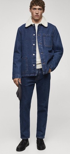 New! No Tags. MANGO mens shearling denim jacket size L - Picture 3 of 6