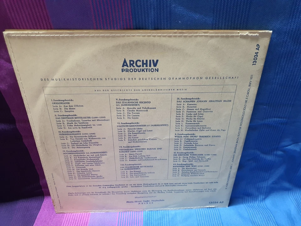 Enrico Mainardi J. S. Bach Unaccompanied Cello Suite No. 5 Archiv AP 13034 - Image 3 of 4