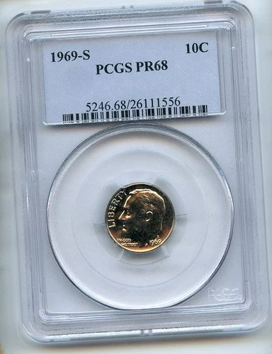 1969-S Roosevelt Dime Proof — photo from the most recent tracked eBay sale