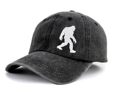 BIGFOOT Embroidered Soft Crown Distressed Black Adjustable Baseball, Ballcap Hat