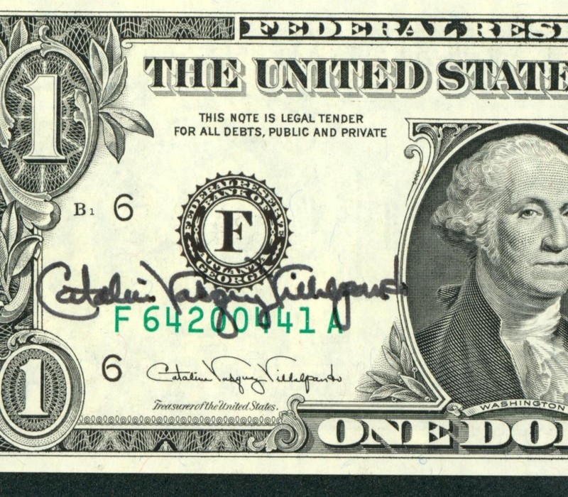 (SIGNED BY THE TREASURER) $1 1988 Treasurer Signature Federal (1st of 3 consec)