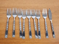 9 Pezzi Northland Japan Oneida Rebecca Floreale Manico Quadrato Posate Inox