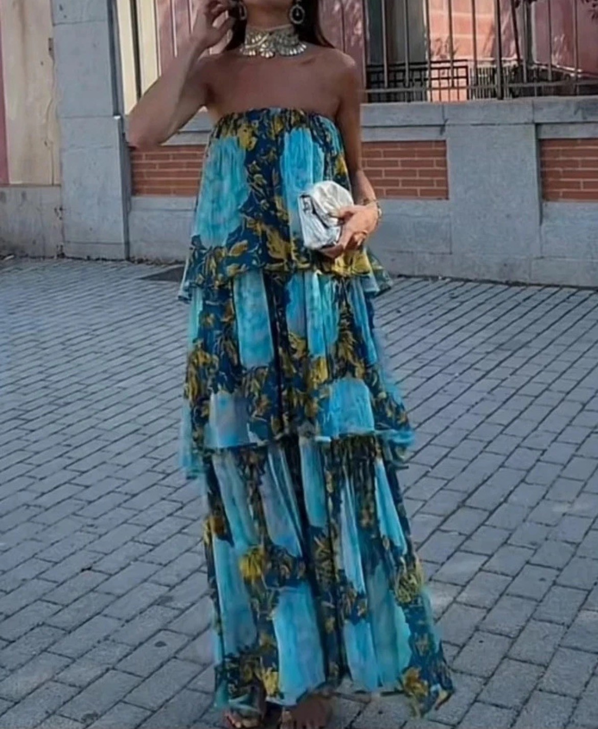 ZARA SOLD OUT BARE SHOULDERS STRAPLESS DRESS ZW COLLECTION BLUE 3001/119/400 XS image 4