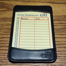 Citi Vintage Black Faux Leather Holiday Shopping List Note Card Holder, Unisex