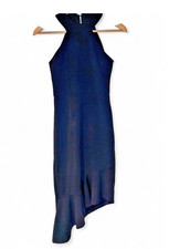 Women's Work Wear High Neck Sleeveless Frill Little Black Dress Size -8 Formal