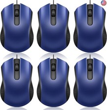 6 Pcs Wired USB Computer Mouse Bulk 3 Button Corded Wired Mouse for Laptop