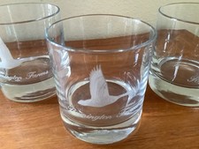 3 Remington Farms Rock Glasses W/etced Goose Above Name