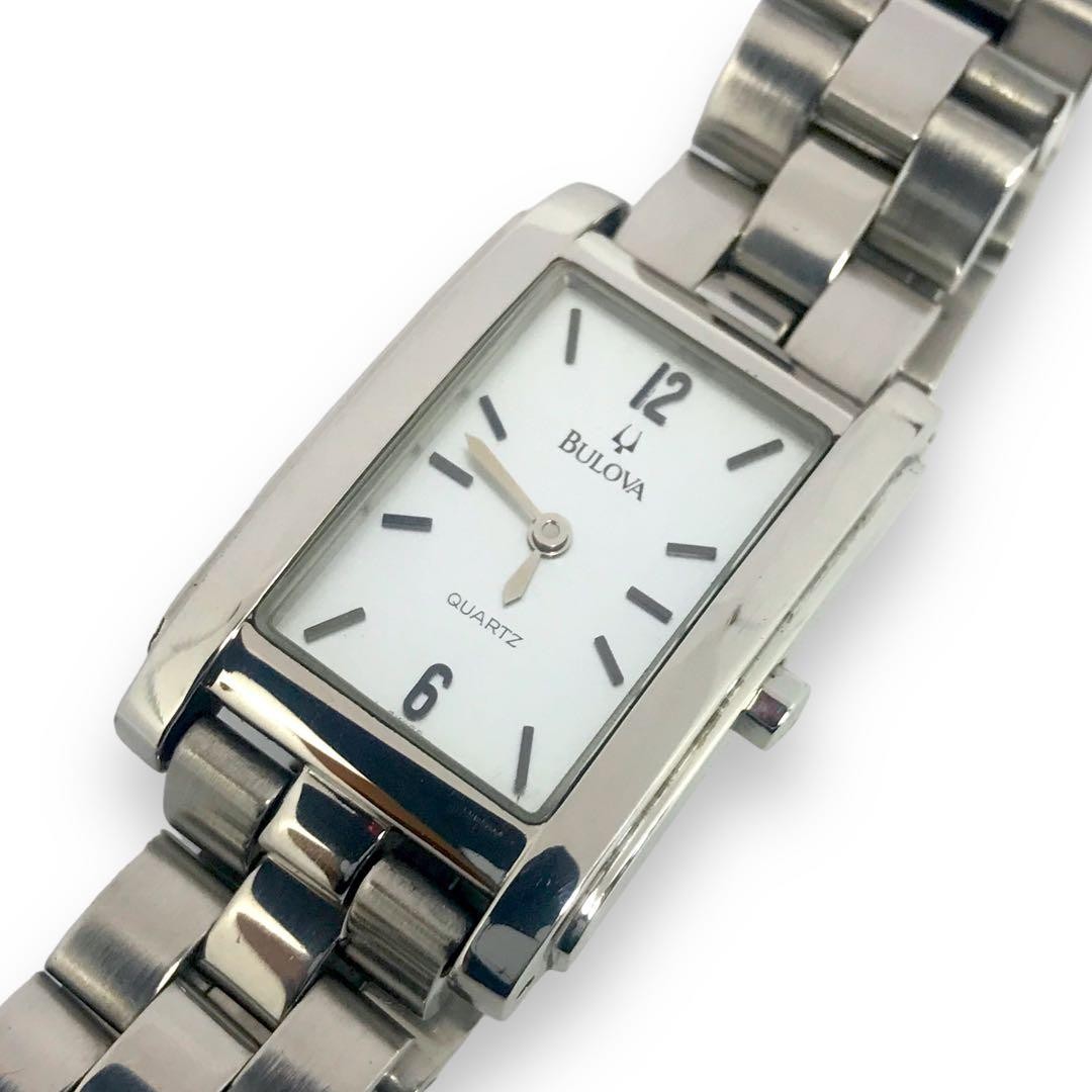 BULOVA Rectangular Silver Quartz Watch, Swiss Mad… - image 4
