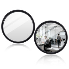 2 Pcs Convex Desk Cubicle Mirrors - Adjustable Stick-on Rear View Office