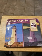 New Canvas Keepsakes" paint-by-number kit featuring a lighthouse design