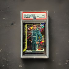 2025 Topps Chrome Formula 1 F1 Fernando Alonso 75th Anniversary #75/75 PSA 9