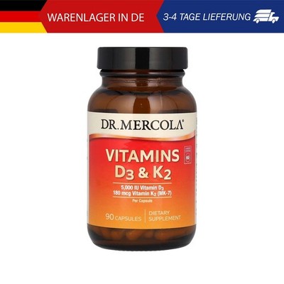 Dr. Mercola, Vitamin D3 & K2, 90 Kapseln