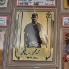 Marketplace image: 2021 Leaf Metal Superfractor Gold 1/1 BRYAN ACUNA TWINS Rookie Card PSA10