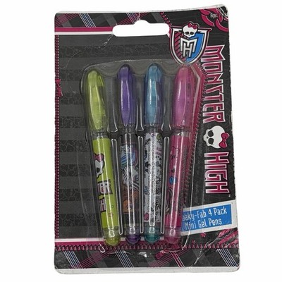 Monster High Freaky Fab 4 Pack Mini Gel Pens Stationary Green Purple Mattel 2012