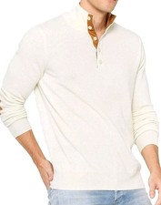 Men's Button Up Mock Neck Sweater 100 Pure Cashmere Long Sleeve MED