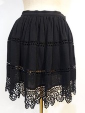 VALENTINO Silk Lace Skirt 40 Black Waist 72cm Length 46cm Women