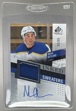 Noah Ostlund 2025 Upper Deck SP Game Used RC Inked Sweaters Patch Auto /99