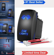 5 Pin Rocker Switch SPST On Off 12V 20A Blue LED Laser Etched Toggle For LED