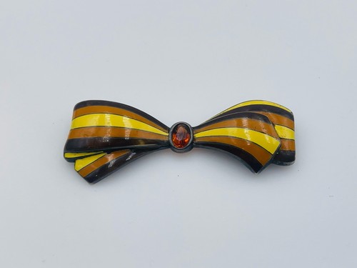 Antique Sterling Silver Enamel Bow Tie Bracelet & Pin Set - Bild 2 von 8