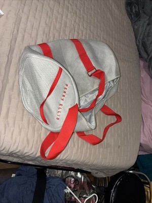 Perry Ellis Mesh Sports Gift Duffel Bag 18.5 inch Long  Gray and Red NWT