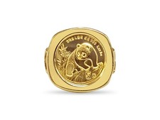 14k Yellow Gold Fancy Ring, Chinese Panda Bear Coin