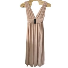 Lulus Heavenly Hues Blush Pink Maxi Dress Front Slit Size Medium Deep Vneck NWT