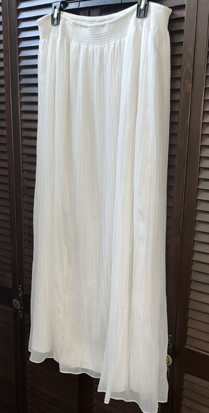 White House Black Market White Layered Maxi Skirt Size Large Flowy Boho Festival