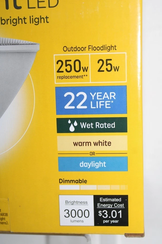 GE Ultra Bright 250w Replace 25w LED Outdoor Flood Bulbs PAR38 Wet Rated 2-Pack - Image 4 of 4