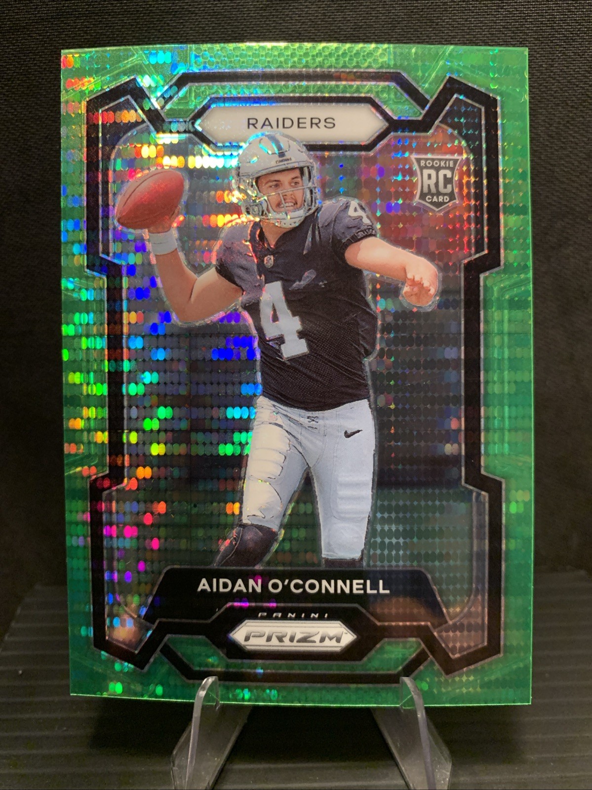 2023 Panini Prizm Neon Green Pulsar Prizm Aidan O'Connell – #360 – Raiders
