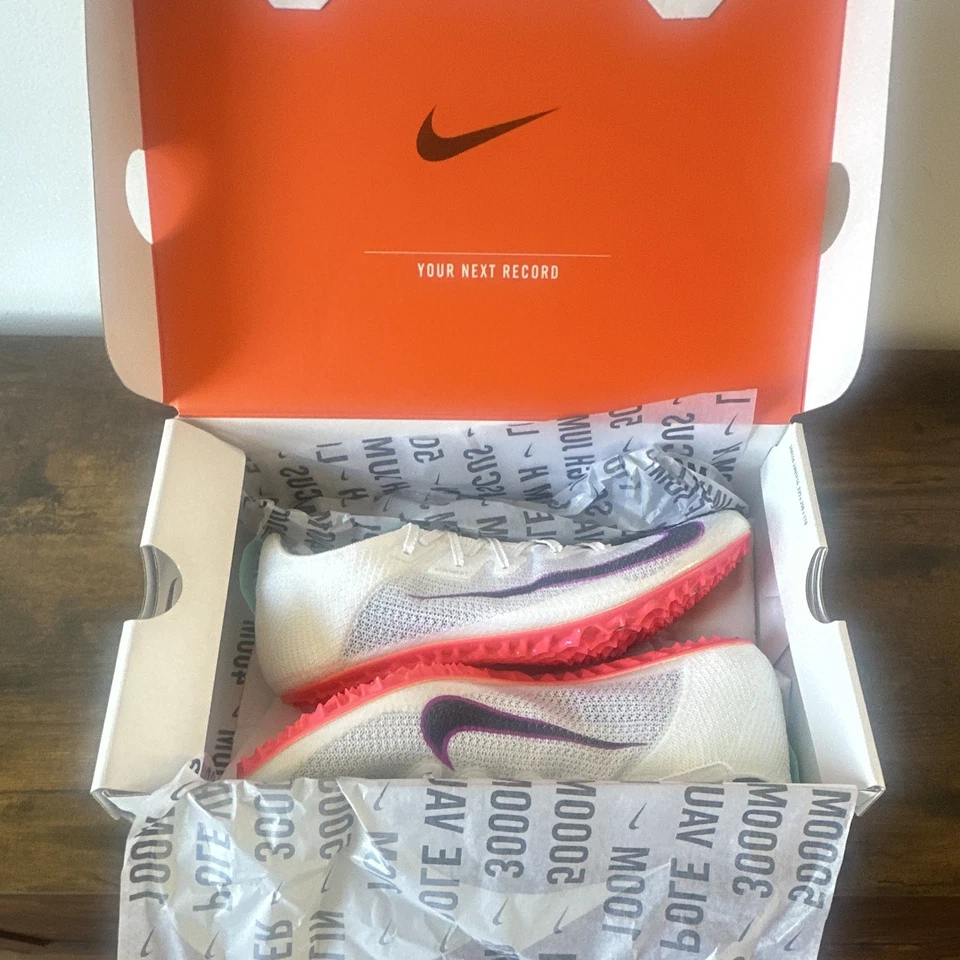 Nike Zoom Superfly Elite Men's Trainers White/Purple/Pink UK 9.5 Low Top Lace Up - Image 1 of 1