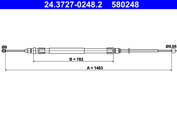 Rear ATE 24.3727-0248.2 Cable, parking brake for BMW